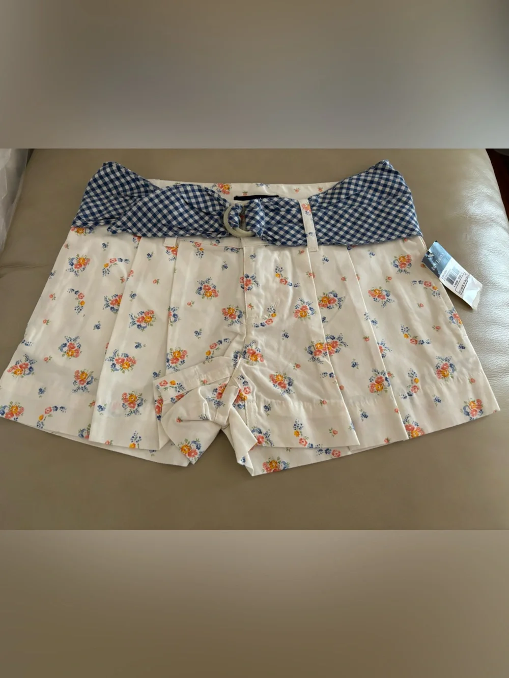 ✨New✨Ralph Lauren Floral Pleated Shortd with Blue Gingham Belt✨